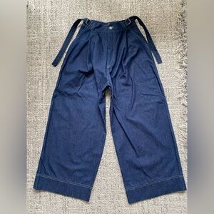 Women's Navy Wide-Leg Trousers